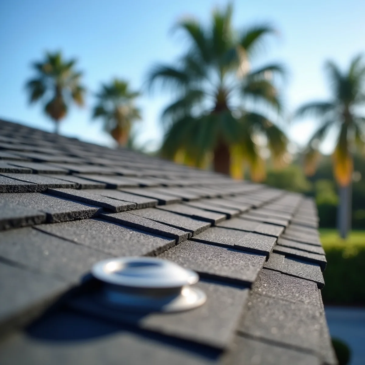 Architectural asphalt shingle roof with ridge vent on a Boca Raton, FL home