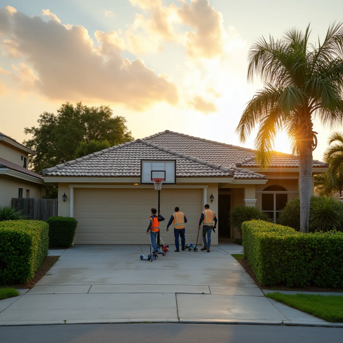 Mid-1980s single-story home with original flat concrete tile roof in Cooper City, FL