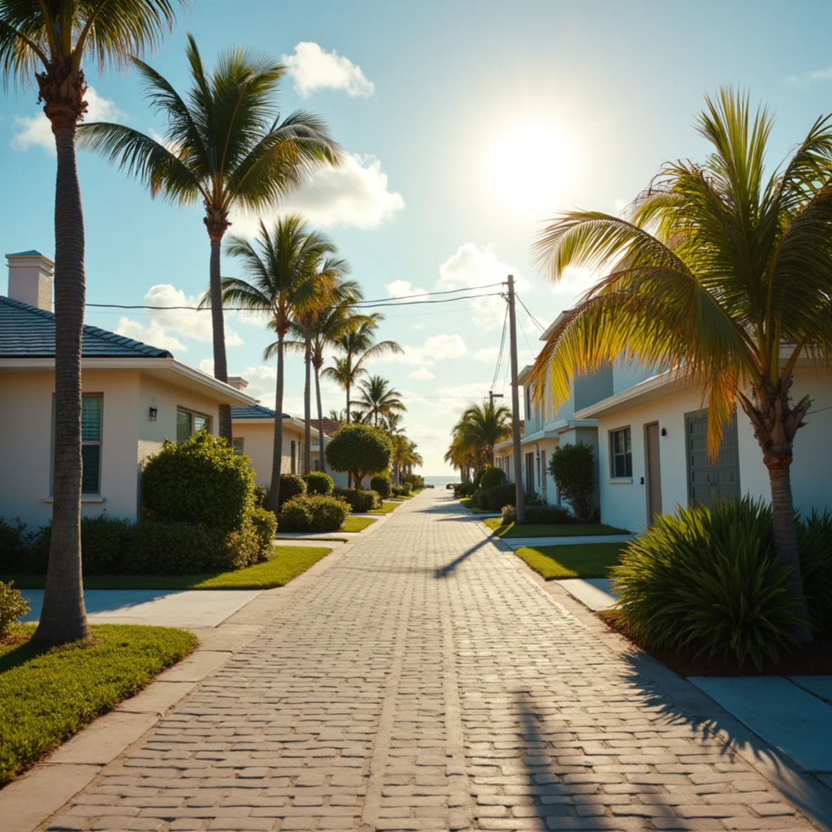 1950s beach cottages with salt-worn shingle roofs in Lauderdale-by-the-Sea, FL
