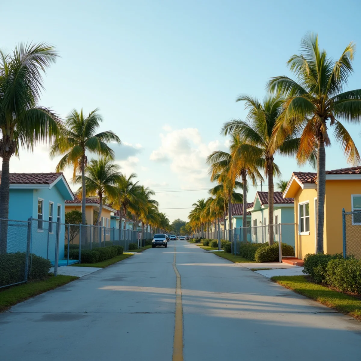 Mainland block homes with hip shingle roofs and flat carports in Riviera Beach, FL