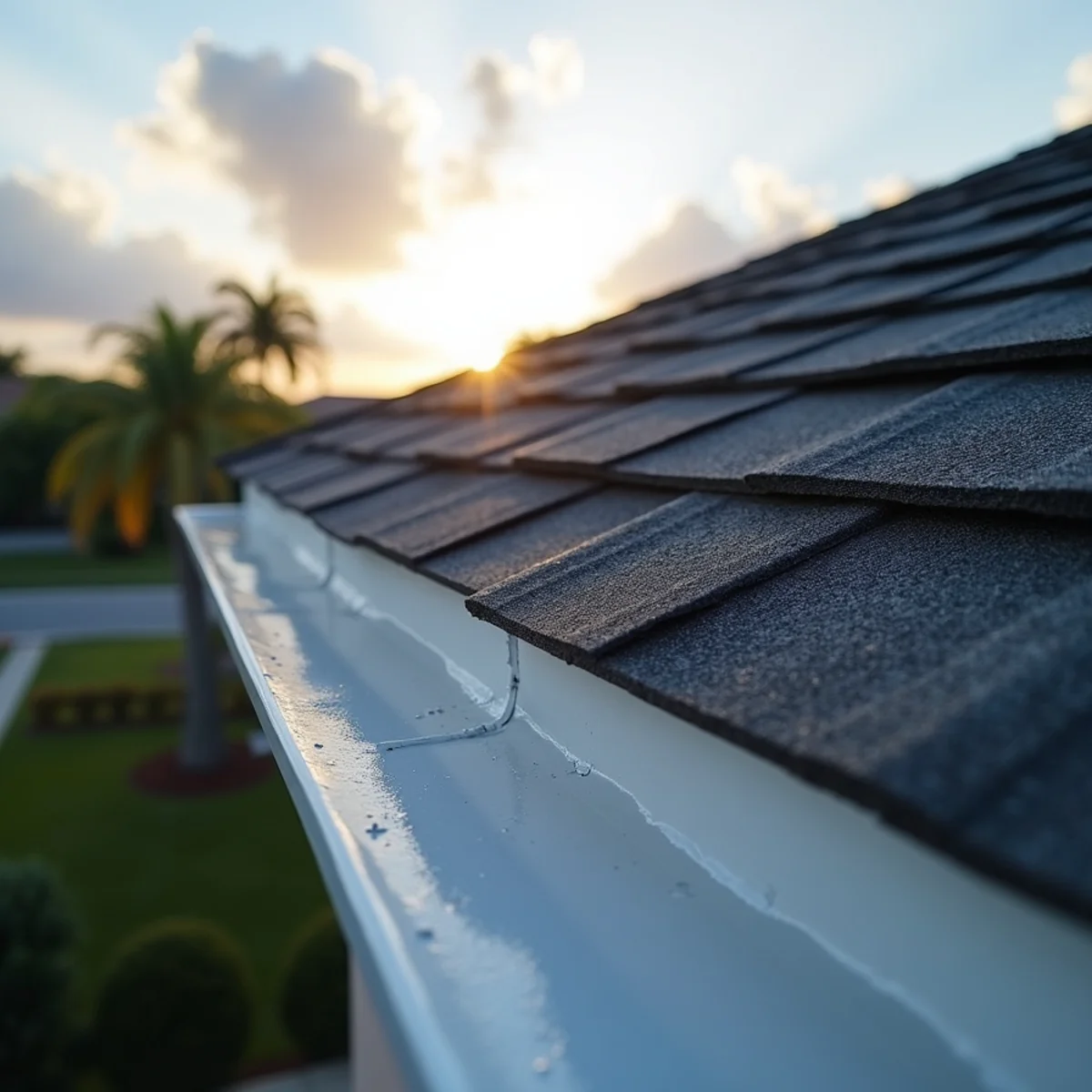 New architectural shingles, ridge vent and pipe boot on a finished re-roof in Boca Raton
